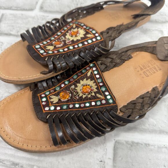 Faded Glory Rhonda Women's Size 9 Brown Leather Mexican Style Huarache Sandals - Picture 9 of 11